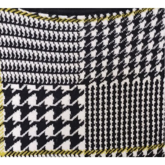 Tahari Short Sleeve White Black Yellow Crew Neck Sweater Size Medium - Picture 3 of 5